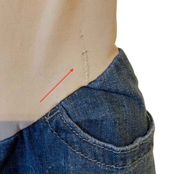 Indigo Blue Maternity Womens Jeans Distressed Blue Small Full Panel Band Beige - Picture 9 of 15